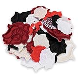 40 Rosenblüten-Aufbügler (Aufnäher) - S 4,2 x 3,7 cm & M 7,4 x 6,2 cm - 5 Farben - Bügelflicken zum Reparieren von Kleidung - Dekorative Flicken für Jeans, Jacken, Hoodies