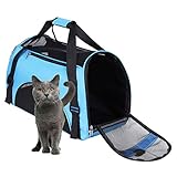 Hundetasche Netzgewebe Atmungsaktiv Katzentransportbox Faltbar Hundetragetasche Waschbar Matte Kleintiertasche Einstellbar Schultergurt Katzentasche Abnehmbar Transporttasche Hunde Katzen Welpen