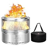 Onlyfire 50cm Rauchfreie Feuerschale mit Aufbewahrungstasche, Abnehmbarer Aschekasten, Edelstahl Fire Pit, Tragbare Feuerstellen Terrasse, Feuerschalen für den Garten, Camping, Outdoor