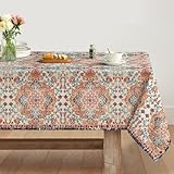 Artoid Mode Boho Vintage Geometrie Bunt Marokkanisch Landhausstil Tischdecke 140x110 cm, Fleckschutz Tischwäsche Küche Dekoration Urlaub Party Dekor