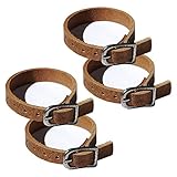 Wolfszeit Befestigungsriemen 4er Pack - Lederriemen aus echtem, stabilen, braunen Büffelleder (15cm)