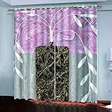 Gardinen Mit Ösen Blickdicht 3D Rosa Vasenpflanze Muster 2Er Set Verdunklung Für Wohnzimmer Mädchen Junge Schlafzimmer 160X140Cm（H X B） Verdunklungsvorhänge Kinderzimmer Thermo Vorhänge Hitzeschutz