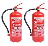 Doppelpack 6 kg Pulver Feuerlöscher 9 LE mit Manometer (Dauerdrucklöscher GP-6X Instandhaltungsnachweis von Feuerlöscher-Tauschsystem)