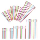 Piriuuo 60 Stück Kunststoff Nähnadeln, Webnadeln Sticknadeln Nähnadeln mit Großem Öhr Garnnadeln Sticknadel Nähnadeln Plastiknadeln für Kinder zum Selbermachen, Kunsthandwerk, Nähen Handwerk
