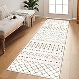 Homcomodar Boho Teppich Läufer Flur 65x180cm Beige Teppich Läufer Küchenteppich Läufer rutschfest Waschbar Läufer für Wohnzimmer Eingang Schlafzimmer