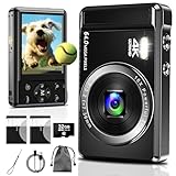 Digitalkamera, 4K 64MP Kompaktkamera mit 16X Digitalzoom & Autofokus, Wiederaufladbare Vlogging Kamera mit 2 Batterien & 32GB SD-Karte, Tragbare Vintage Kamera für Teenager Studenten Kinder Jungen