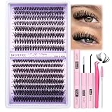 Wimpern Extensions 320Pcs Lash Extensions Set Wimpernverlängerung Set Cluster Lashes Set 30D+40D Einzelne Wimpern mit Lash Bond and Seal Wimpern Pinzette Bürste von GVEFETIEE (0.07D-9-16MIX KIT)