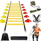Fussball Trainingszubehör Koordinationsleiter,Koordinationsleitern mit 12 Hütchen 4 Pfählen fußball Trainingsset,Equipment Zubehör Fußballtraining,Zubehör Fußballtraining,Fussball Trainingsset Sachen