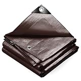 VOUNOT® 2x3m Abdeckplane 240 g/m² Wasserdicht LKW Plane mit Ösen, Schutzplane Gewebeplane für Gartenmöbel Holz Trampolin Poll Auto, Reißfest Beidseitig Beschichtet, Braun