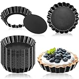 Geroosaty 32 Stück 7,6 cm Mini-Tarte-Formen mit abnehmbarem Boden, runde Quicheform, Mini-Kuchenformen, Backformen