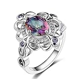 Echte mystische Regenbogen -Topaz Ring Amethysten Verlobungsringe für Frauen weiblicher Originalfeinschmuck