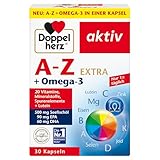 Doppelherz A-Z + Omega-3 Extra - 20 Vitamine, Mineralstoffe & Spurenelemente + Omega-3 + Lutein - Nur 1 Kapsel täglich - 30 Kapseln