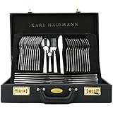 KARL HAUSMANN Besteck Set 12 personen - 72-teilig - Essbesteck Spülmaschinenfest Rostfrei - BesteckSet aus Edelstahl - Schwarz Koffer - Cutlery set 12 People - Silverware Set - Bestecksets