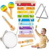 Spielzeug ab 1 Jahr,Montessori Spielzeug ab 1 2 3 4 5 Jahr Musikinstrumente für Baby Spielzeug Geschenk Musik Kinderspielzeug ab 1-5 Jahre MäDchen Junge Holzspielzeug Musik Set Geburtstag für Kinder