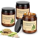Citronella Kerze Outdoor Groß,3 Stücke Natürliche Sojawachs Citronella Kerze,240 Std. Brenndauer Zitronella Kerze im Freien, mit Deckel Natürliches Sojawachs, für Balkon,Picknick,Terrasse Tischdeko