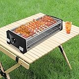2200W Tischgrill Elektrisch Grill, Tragbarer Smokeless Balkon BBQ Elektrogrill mit 2 Edelstahl-Grillrost & Abnehmbarer Fettauffangschale für drinnen/draußen, Temperaturregelung