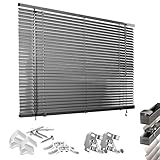 HUGG (28-KF) Alu-Jalousie Klemmfix ohne Bohren, Fenster-, Wand- und Deckenmontage, 120 x 160 cm (B x H), Anthrazit