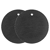 Silikon-Untersetzer, Mehrzweck-Trockenuntersetzer, hitzebeständig bis 240 °C, Topflappen, wasserdicht, (2er-Set), rutschfest, flexibel, langlebig, spülmaschinenfest (schwarz)