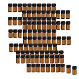 AOFOX 100er Packung Mini-Flaschen mit ätherischem Bernsteinöl, kleine Leere Probengläser mit Öffnungsreduzierern und Verschlüssen für Ölmischungen, Parfums, Laborchemikalien (2ml)