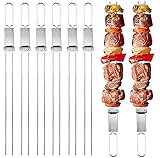 Schaschlikspieße Edelstahl, 33CM (6 Stück) – Zweizinkige BBQ -Flachspieße Schaschlikspieße, Extra Breit: 5 mm und Extra Stark 2 mm Dicke, Grillspieße Edelstahl Kebab Spieße, Grill Zubehör