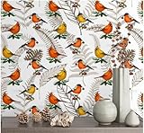 MEIZONGHUOJI Selbstklebend Tapete Vogelblätter Tapete 45 * 300Cm Selbstklebende Folie Abnehmbar Vinyl Klebefolie Wasserdicht Dekorfolie Für Wohnzimmer Schlafzimmer Küche Wand Möbel