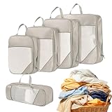 Reise-Kompressionsbeutel, platzsparende Packtaschen, Koffer-Organizer, wasserdicht, faltbar, Kleidertasche, Gepäckaufbewahrung, Vakuum, tragbares Packwürfel-Set für Flugzeug, Kreuzfahrt, 5 Stück