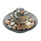 pajoma® Zimmerbrunnen Surprise mit Naturkiesel H 20,5 cm – Zen-Design mit Spirale & Wasserlauf | Innenbrunnen mit Pumpe – Stilvolle Luftbefeuchtung & Dekoration