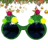 Mxshc Weihnachtsbaum Sonnenbrille, Festival Cosplay Brille, Weihnachten Sonnenbrille Requisiten Zubehör, Festival Cosplay Brille für Urlaub