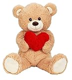 Lifestyle & More Riesen Teddybär Kuschelbär XL100 cm groß braun mit Herz Plüschbär Kuscheltier samtig weich