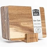 Deco haus Frühstücksbrettchen holz 6er set [1,5cm DICKE] - Schneidebrett holz Klein 23 x 17,5 cm - Holzbrett küche Antibakterielles Holzbrettchen - Jausenbrett bretter set küche - Vesperbrett