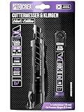 PROCREA® Premium 1er Cuttermesser & Klingen Set 'Black Edition' [Extrem Robust & Ultrascharf] Das 18 mm Teppichmesser in bester Qualität - inkl. extra starken & scharfen Qualitäts-Abbrechklingen