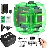 CONENTOOL Kreuzlinienlaser, 4x360° Grün Selbstnivellierend Laser Wasserwaage, 16 Line Selbstnivellierend Linienlaser, 2x4500mAh Akku mit Typ-C Ladeanschluss, Fernbedienung, für Innenbereich Baustelle