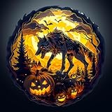 Holzpuzzle Erwachsene, 290 Teile 3D-Halloween-Wolf Puzzles, 34 * 33.3cm Wood Puzzle, Unregelmäßige Einzigartige Tierform Holzpuzzles für Erwachsen, Schön Geschenk für Familie und Freunde