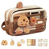 Capybara Federmäppchen | Capybara niedliches transparentes Federmäppchen mit Fächern | Federmäppchen für Mädchen, niedliches Federmäppchen, Federmäppchen mit breiter Öffnung, Federmäppchen