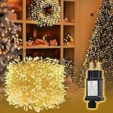 SALCAR 10m 400er LED Cluster Lichterkette aus Kupferdraht, Wasserdicht Weihnachtslichterkette mit 8 Modi, Timer und Memory, für Außen Innen Garten Weihnachtsbaum Hochzeit, Warmweiß