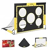 MoKo Fussballtore für Garten Kinder 2 In 1 Portable Pop Up Fußballtor Trainer mit Torwand für Kinder Erwachsene, Fussballtor mit 5 Schussloecher und Tragetasche, Bodennägeln für Indoor Outdoor