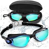 BEZZEE PRO Schwimmbrille - UV-Schutz & Antibeschlag Taucherbrille Erwachsene mit Etui - Kein Auslaufen & Verstellbare Silikon Riemen - Schwimmbrille für Damen Herren Jugendliche