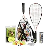 Speedminton Unisex-Erwachsene S900 Original Badminton/Crossminton Profi Set mit 2 Carbon Schlägern inkl. 5 Speeder Spielfeld, Tasche, weiß, Einheitsgröße