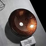 HomeLava Design Rund Gehärtetes Glas Aufsatzwaschbecken Waschbecken Klein Waschschale Mini Handwaschbecken mit Ablaufgarnitur für Gäste WC Bad 30 cm (ohne Wasserhahn)