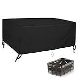 Gartenmöbel Abdeckung Winterfest,Rechteckig Gartentisch Abdeckplane,Schutzhülle Gartenmöbel,Multi Größe 420D Oxford Gewebe wasserdichte,Outdoor Schutzhülle für Terrassenmöbel 350x200x90cm/LxBxH