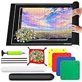 RISVOWO Puzzlematte, Puzzle Roll Storage Mat für Bis 1500 2000 3000 Puzzle, Tragbare Puzzle Rollenmatte mit Puzzle-Sortierschale, Puzzleunterlage für Puzzle Auf 80 * 120 cm Aufbewahrung(Schwarz)
