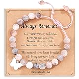 Mezrkuwr Schmetterlingsanhänger Rosa Naturstein-Armband, Schmuckkarte, Geburtstagsgeschenke für Mädchen, Geschenkideen zum Mädchengeburtstag für Tochter, Geschenke