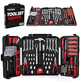 LEHMANN Werkzeug Set im Klappkoffer -168-teiliges Werkzeugkoffer Set - robuste Werkzeugkiste mit Tragegriff - Werkzeuge mit gummiertem Griff - komplettes Werkzeugset ideal für Werkstatt & Haushalt