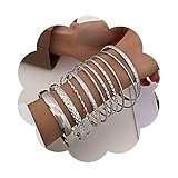 Allereya Vintage Geschichtetes Armreif Armband Punk Stapelbares Armband Indisch Multi Armreif Armband Set Silber Mehrlagiges Armband Schmuck Für Frauen Und Mädchen (silber)