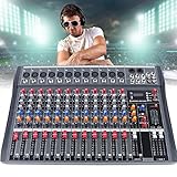 JODAIS Professioneller 12-Kanal-Live-Studio-Mixer, Studio-Audio-Sound-Mixer-Konsole mit Bluetooth-USB für professionelle und Anfänger-Aufnahmefunktion, 516 x 340 mm