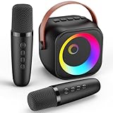 Karaoke Maschine Kinder mit 2 Mikrofonen - Ostergeschenke Kinder Drahtlos Karaoke Mikrofon, Bluetooth Mikrofon Kinder Spielzeug Geschenk für Junge - Tragbar für Partys, Camping, Geburtstag