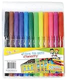 gimboo Filzstifte / 12 Stück/Spitze 1 mm/Schulfilzstifte Fasermaler mit Loch zum Aufhängen/Erwachsene und Kinder/Perfekt für Schularbeiten/Mischfarben