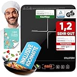 Stillstern Induktionskochplatte 2100W – Induktionskochfeld geeignet für 12–28 cm, Booster-Modus, Hitzebeständiger Kochmatte, Lautlos-Funktion, 19 Temperatur- & Leistungsstufen, 24h Timer, Touch