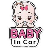 2 Stück Baby im Auto Aufkleber Schild und Aufkleber für Mädchen Baby Autoaufkleber, Abnehmbare Sicherheitsaufkleber Anschlagtafel Niedlicher Baby Fenster Auto Aufkleber (Mädchen Stil)