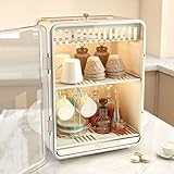 KIMISS Staubdes Desktop -Tasse Ablaufregal Transparenter Tasse Aufbewahrungsbox für Haushalt Verwenden Dauerhafte Tee -Set Organizer für Verbesserte Wohnkultur (WHITE)